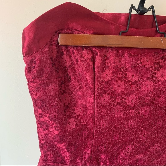 Burgundy Lace and Satin Gown with Crinoline - Picture 3 of 4